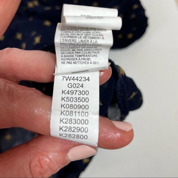 Lucky Brand women's long sleeve woven smocked peasant top navy w/ gold s… - Picture 8 of 11